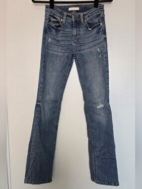 Eunina -  Imogen Mid-Rise Bootcut Distressed Blue Jeans With Pockets